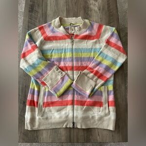 Colorful Striped Zip-Up Cardigan